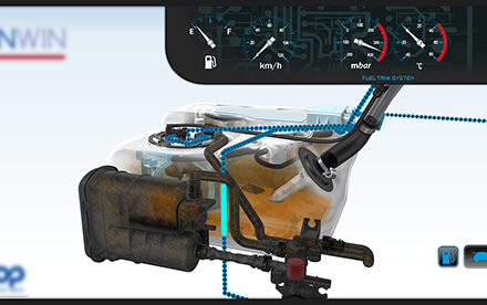 L’application permettait de contrôler la maquette physique et affichait des effets visuels.