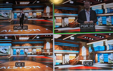 Participation aux activités studio de production virtuelle et de broadcasting d’Alstom.